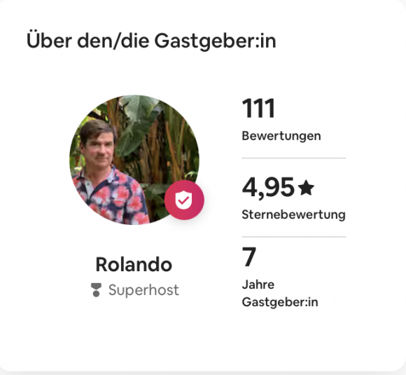Roland Superhost auf AirBnB
